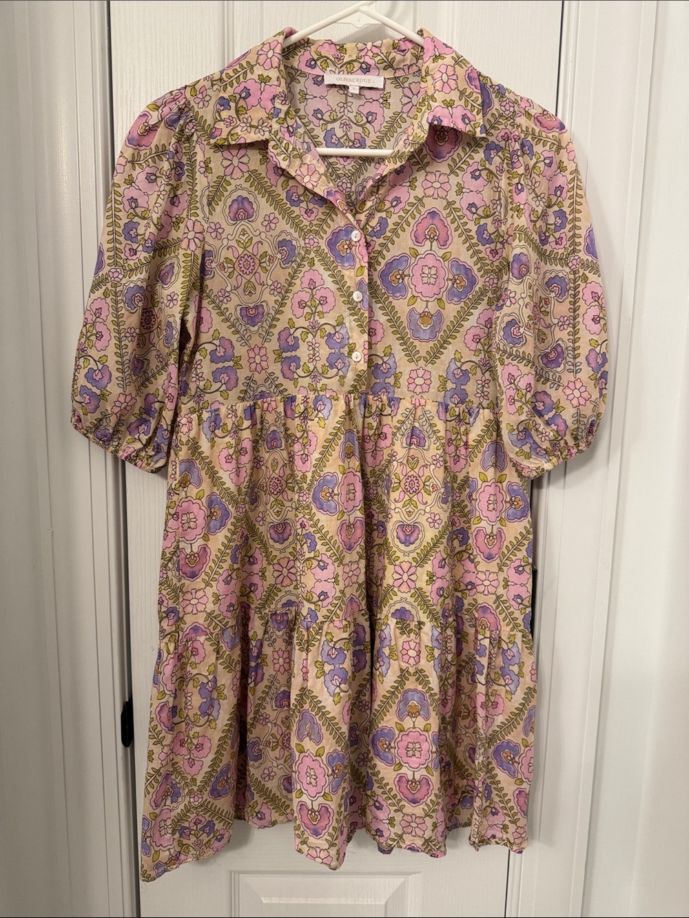 Olivaceous Pink Lavender Floral Mini Dress